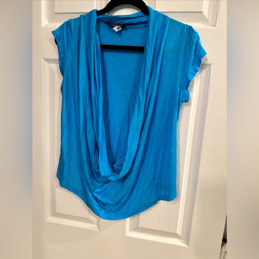 Hypnotized Size L  Blue Over blouse Deep Cowl Tee Shirt Blouse T-shirt